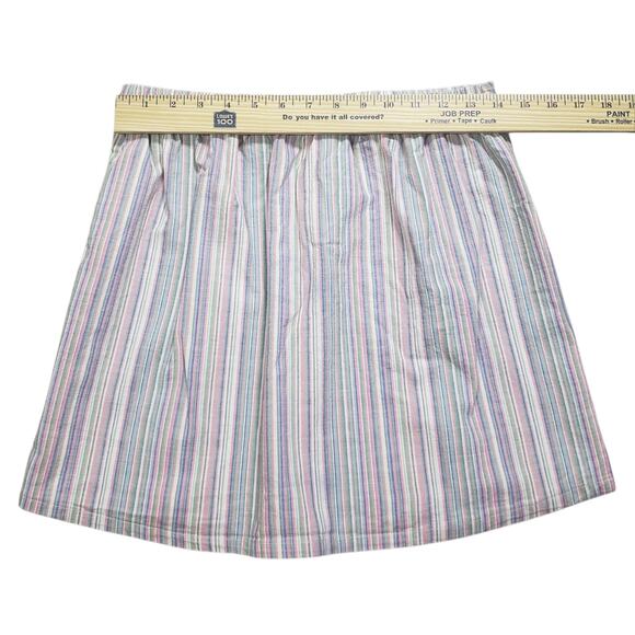 Copper Key Pastel Stripe Mini Skirt M Faux Wrap Cotton Blend Cottagecore Vibes - Picture 6 of 9
